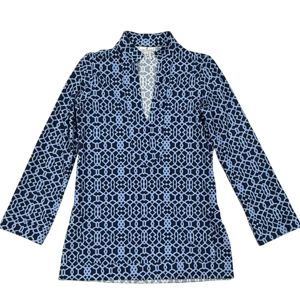 Jude Connally Chris Tunic Top Jude Cloth Navy and Blue Size Small (084)